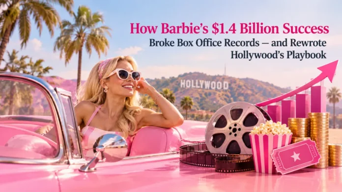 barbie-box-office-success-hollywood-hero Illustration representing Barbie's record-breaking box office success and impact on Hollywood