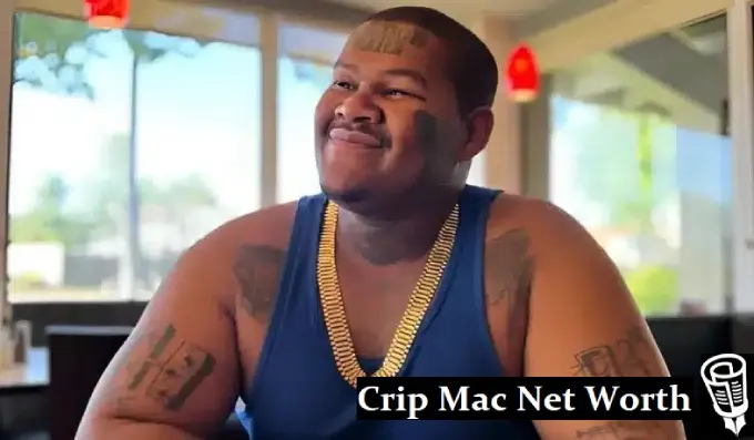 Crip Mac stands confidently while discussing his net worth and achievements in the music industry.