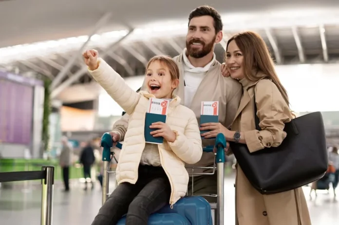 Happy couple boarding a plane with Auras travel insurance coverage International Travel Insurance by Auras – Global Coverage for Stress-Free Trips