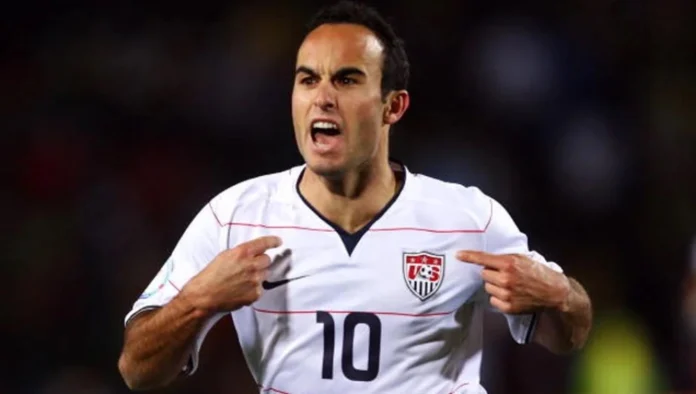 Landon Donovan celebrating on the field, symbolizing the success behind landon donovan net worth and his journey from soccer stardom to financial growth.