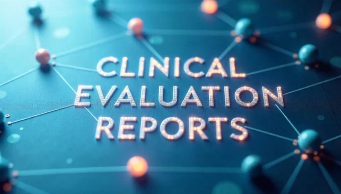 Clinical Evaluation Reports_ The Regulatory Core of Medical Device Approval Illustration of medical professionals analyzing data and writing Clinical Evaluation Reports for regulatory compliance under MDR guidelines.
