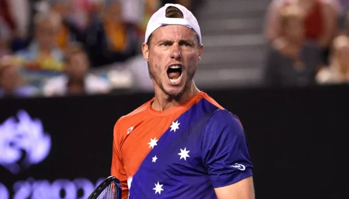 Lleyton Hewitt Net Worth Lleyton Hewitt posing at a tennis event, symbolizing his career success and the wealth featured in this article on Lleyton Hewitt net worth.