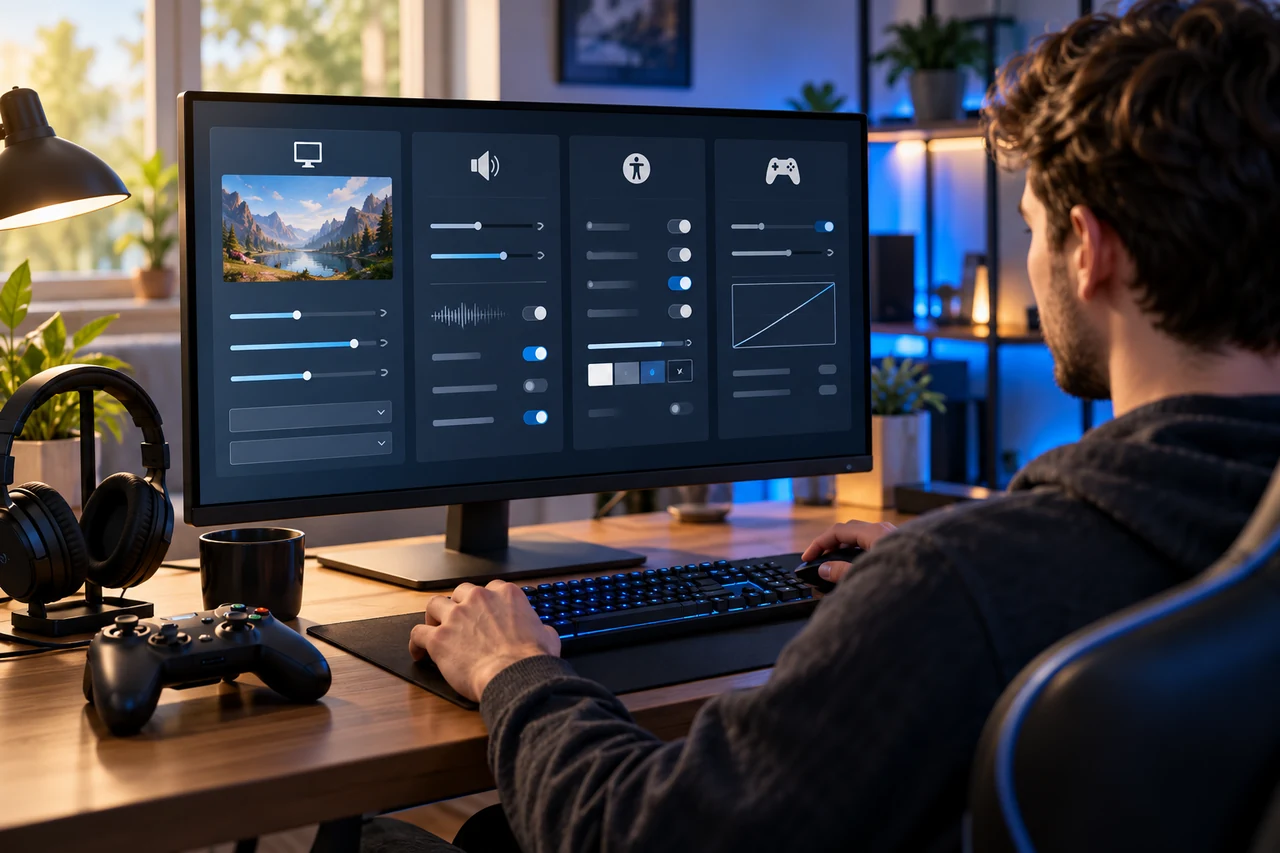 Beginner adjusting online game settings before playing