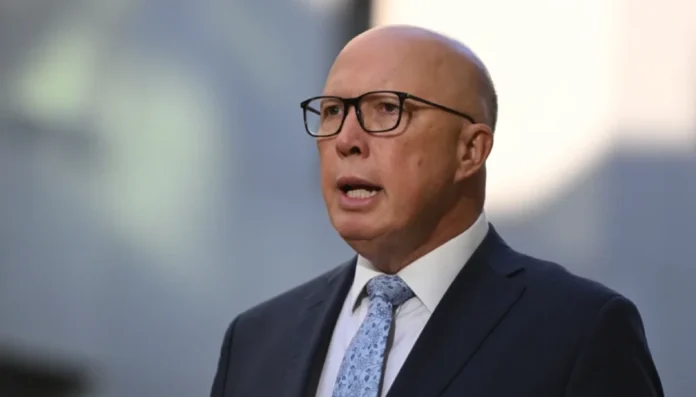 peter dutton net worth Peter Dutton standing at a podium during a press event, symbolizing political influence and financial success — highlighting Peter Dutton net worth.