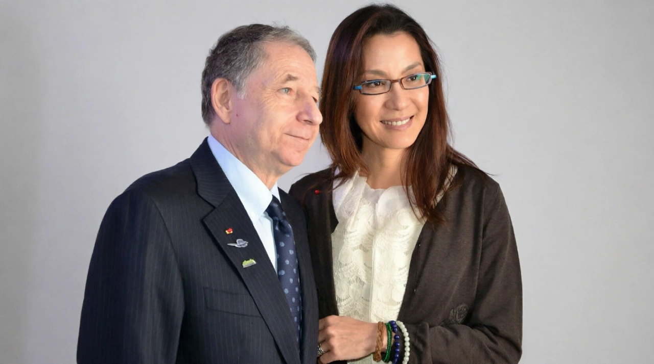 Michelle Yeoh Net Worth: How She Built Her $40M Career 2 Michelle Yeoh posing with Jean Todt at a public event, smiling for a photo together.