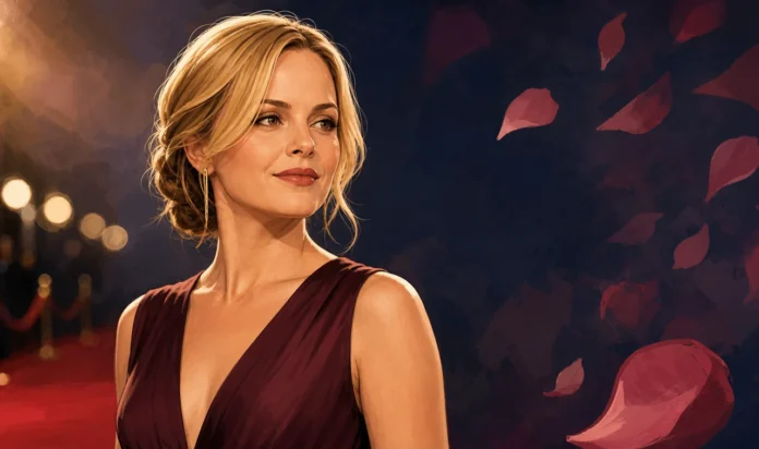 Editorial illustration of actress Mena Suvari at a film premiere