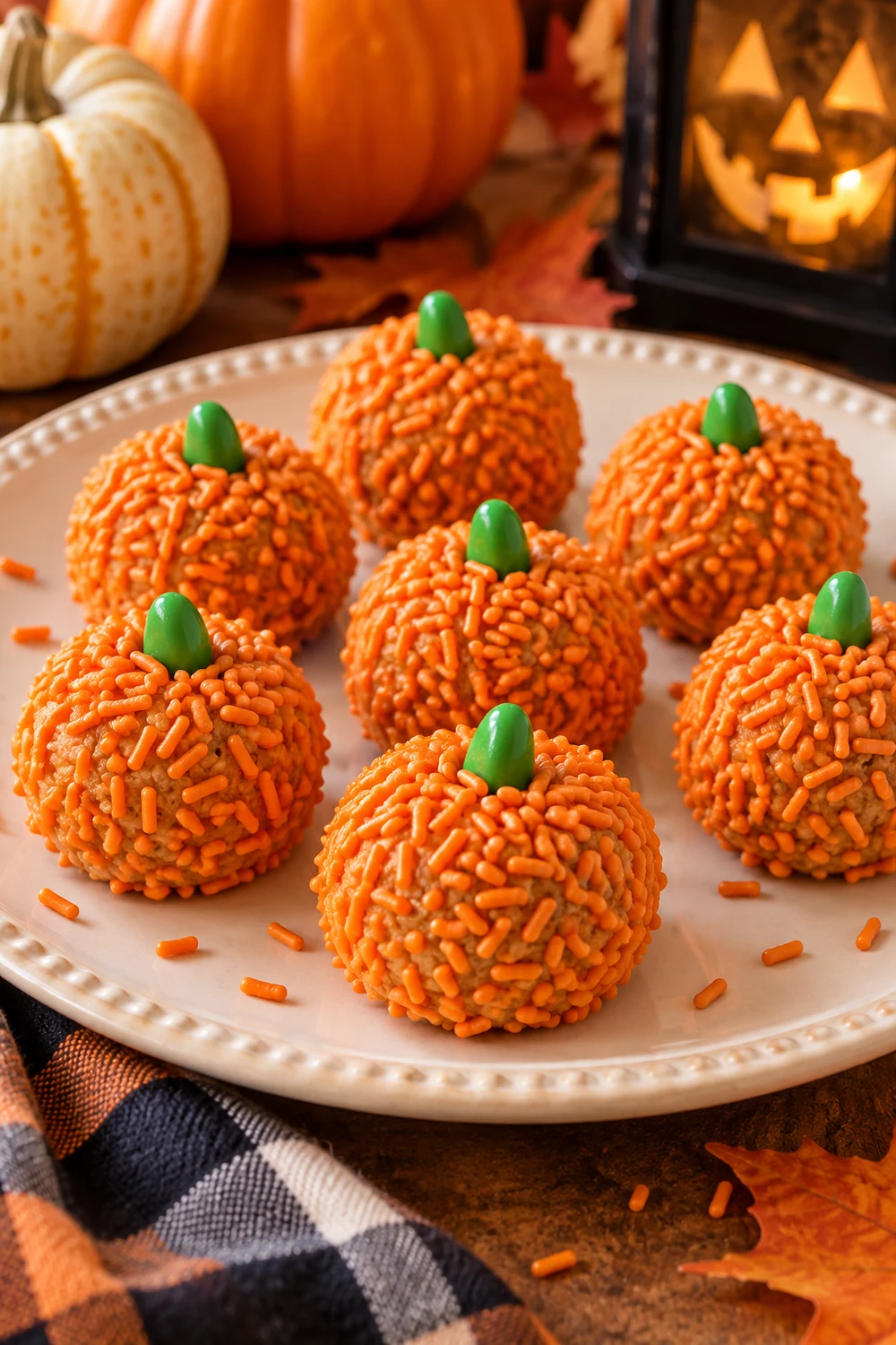 20 Easy Halloween Treats Kids Will Love (No Baking Skills Required) 10 No-bake peanut butter pumpkin balls covered in orange sprinkles