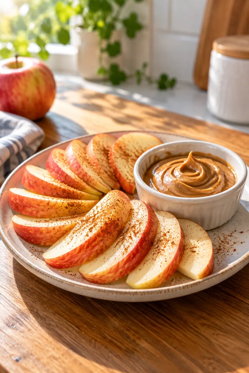 15 Energy-Boosting Snacks That Don't Require Cooking 1 Apple slices with peanut butter and cinnamon
