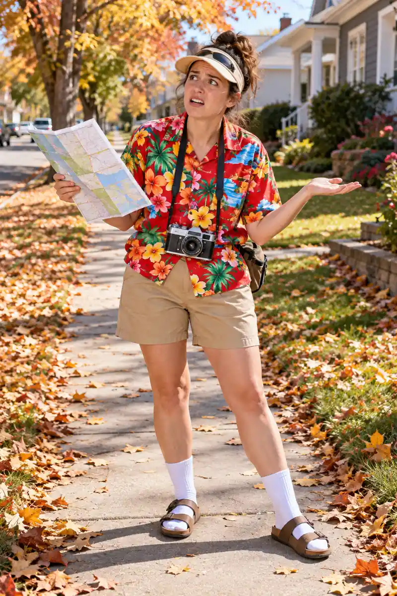 20 Easy Halloween Costume Ideas You Can Make at Home 5 Tacky tourist Halloween costume with Hawaiian shirt, camera, and sun hat