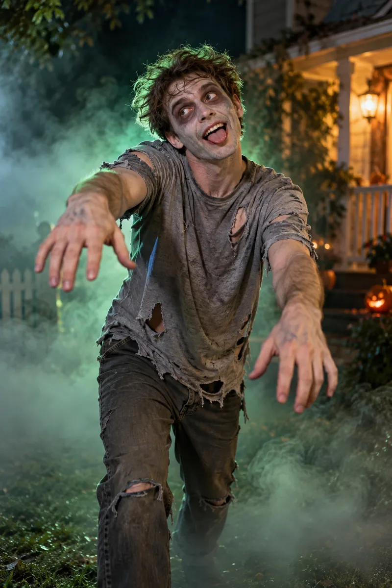 20 Easy Halloween Costume Ideas You Can Make at Home 9 DIY zombie costume with torn shirt and undead makeup