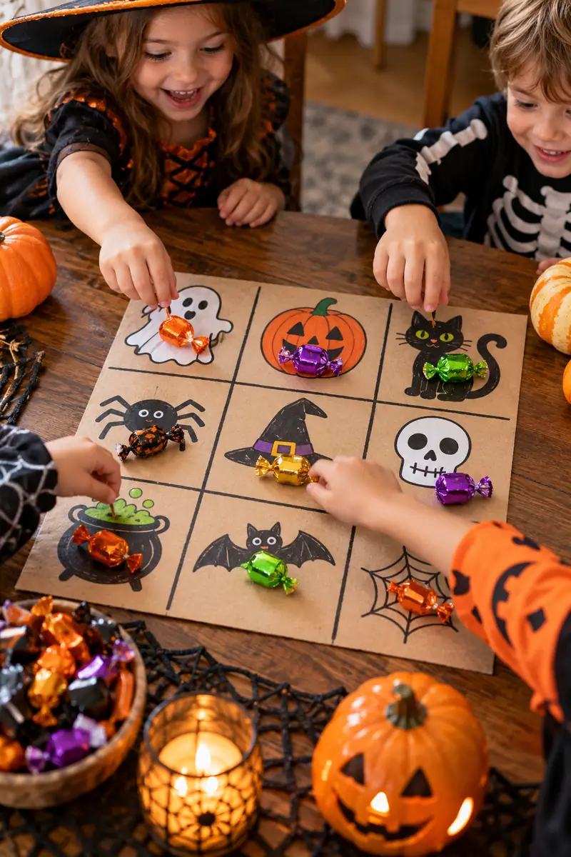 Halloween version of the Don't Eat Pete game with candy on picture squares