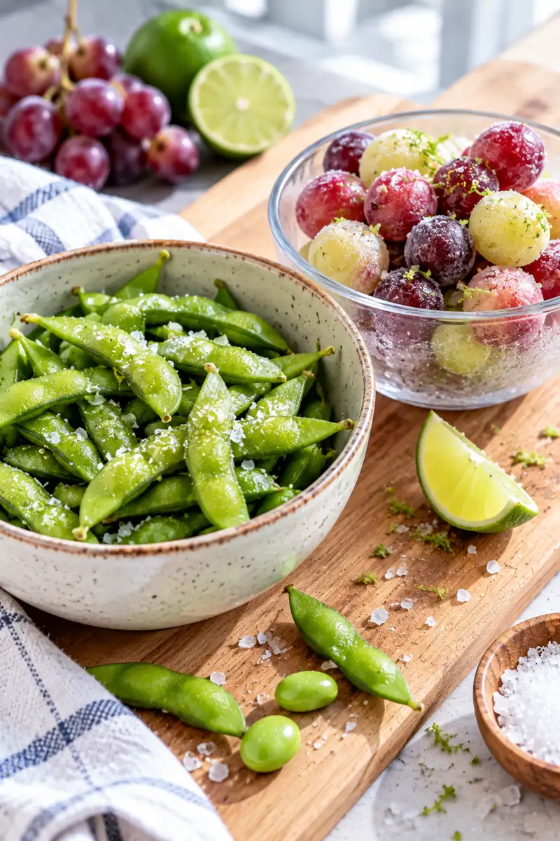 18 Low-Sugar Afternoon Snacks That Still Taste Delicious 7 Steamed edamame and frozen grapes with lime