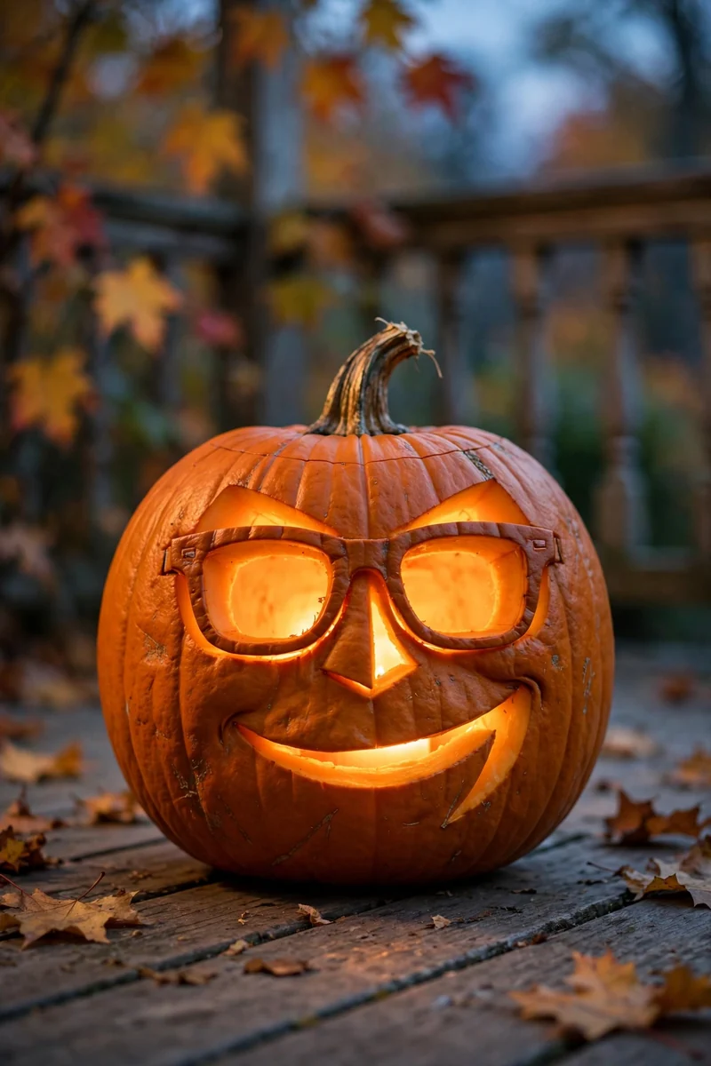 20 Pumpkin-Carving Ideas for Beginners That Look Impressive 8 Carved pumpkin with a cool face wearing sunglasses